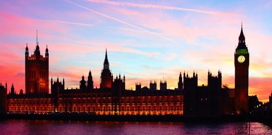 parliament building in the UK sunset