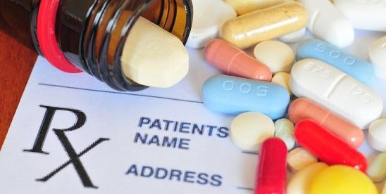 Rx prescription pill bottle and pharmaceuticals