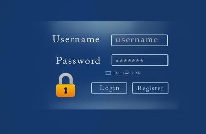 login screen showing username password fields, data collection, privacy
