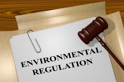 Environmental regulation folder with gavel