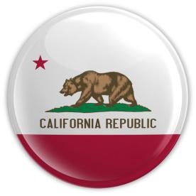 Official state of California flag on button, CA Labor Laws