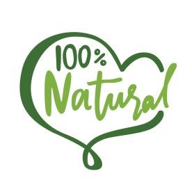 a heart shaped food label stating 100% natural