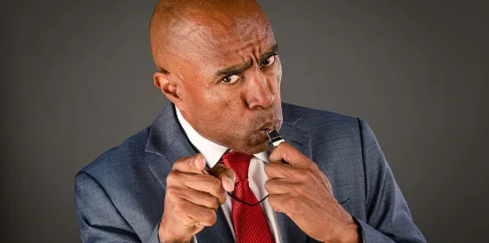 Man blowing the whistle on corporate malfeasance