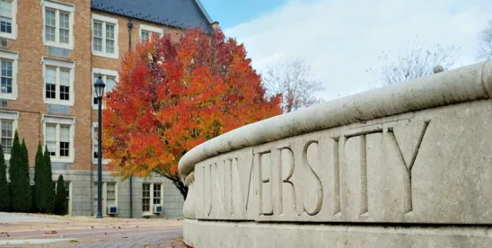 university quad in autumn chill and quiet