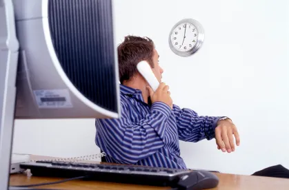 Businessman, office, clock, phone