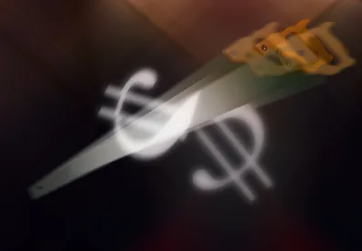 Sawing dollar in half