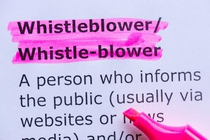 Whistleblower definition highlighted in pink 