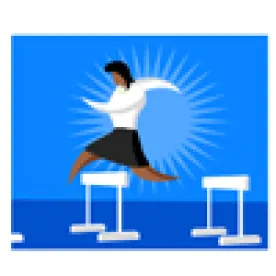 Woman Leaping Over Hurdles