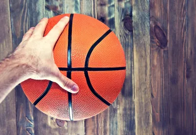Basketball in the player's hand