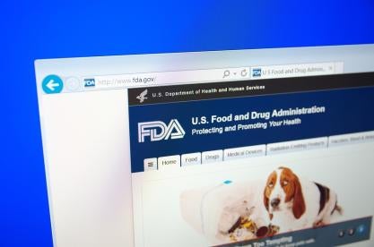 FDA website with dog looking for safe food