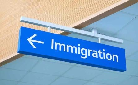 Immigration sign at airport