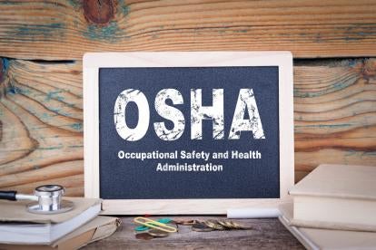 OSHA Occupational Safety and health Administration on chalkboard