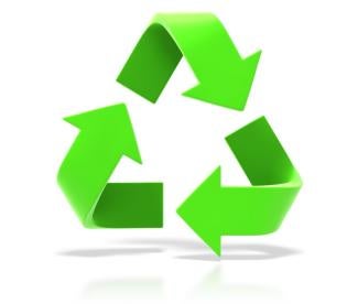 chasing arrows symbol - green recycling mark
