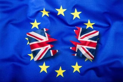 eu and broken uk flag, brexit