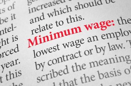 Minimum Wage in Red Text