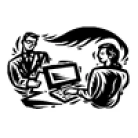 Man and Woman Computer Transaction