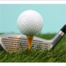 Golf Ball on Tee with Golf Club