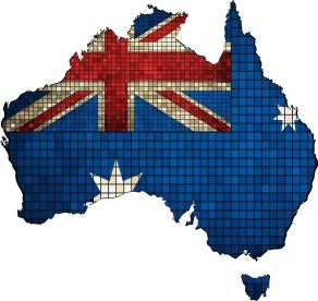 Australia, map, tile, flag