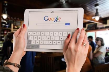 tablet, coffee house, google
