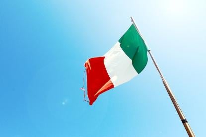 Italian Flag flying over sports events with no spectators