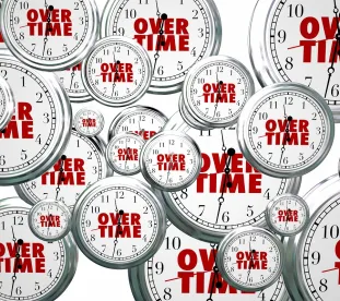 clocks, overtime, red letters