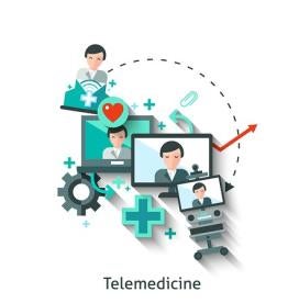 telemedicine, screens, cross, heart, cartoon