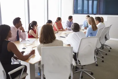 a diverse boardroom in California representing various genders