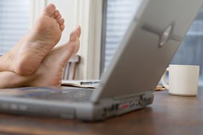 feet on laptop, computer, employee relaxing, data privacy, network security, PC, internet