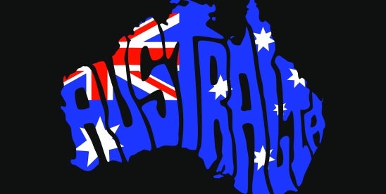 Australian flag stylized into a geographical representation