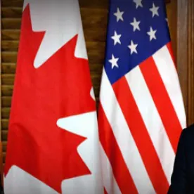Canadian and American Flags, California-Quebec agreement