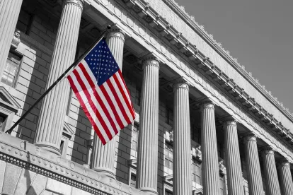 Department of Commerce Building; American flag