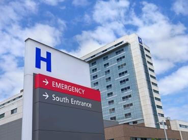 Hospital Sign with Emergency Room Highlighted