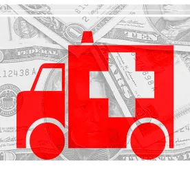 healthcare costs with an ambulance symbol