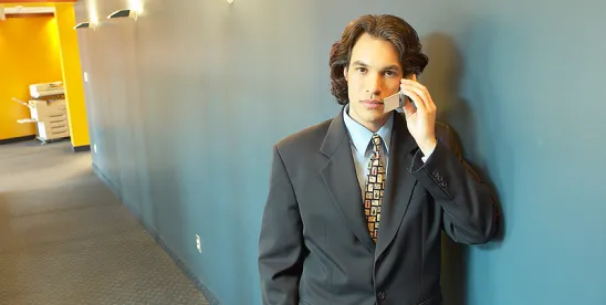n the phone in the workplace with a robocall