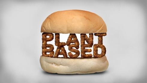 plant-based meat product in a burger setting
