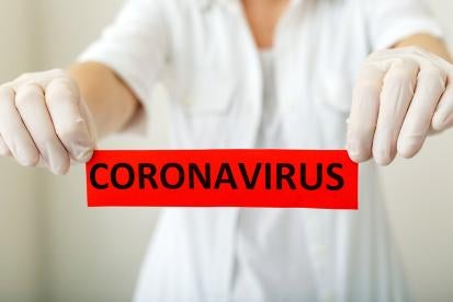 Coronavirus on red sign