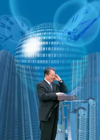 Man on phone with data
