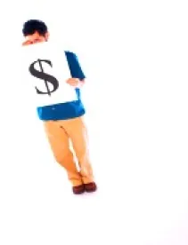 Guy holding $ sign