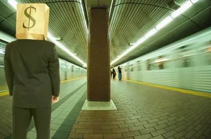 Money bag on head 