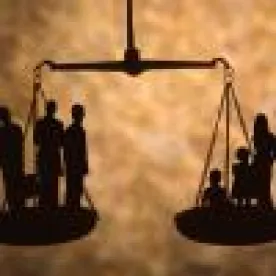 scale of justice with people 