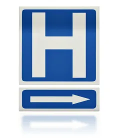 hospital sign and arrow, seventh circuit