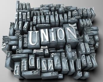 typewriter, block letters, union