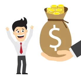 man with money bag, executive compensation