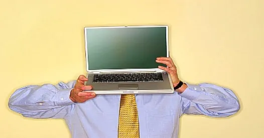 recruiter with a laptop head to illustrate an Artificial Intelligence Video Interview