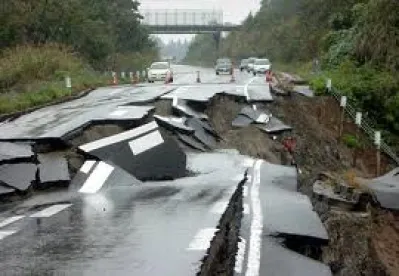 road after earthquake, tremor monitoring