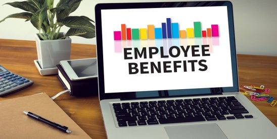 Employee benefits on computer 