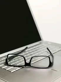 glasses on computer