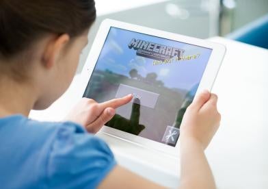child, ipad, minecraft, online
