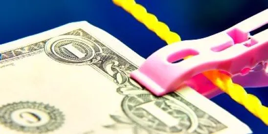 Dollar on a laundry line