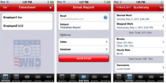 Department of Labor Smart Phone App for Hours and Wages 